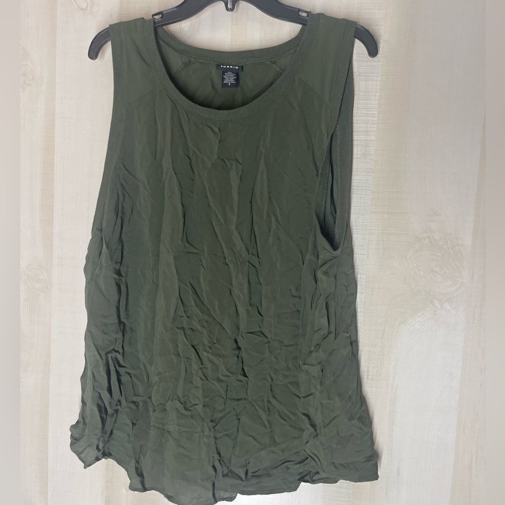 Torrid dark green tank top, size 2